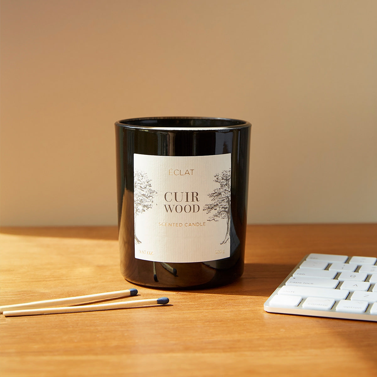 ÉCLAT Cuir Wood Candela profumata di soia