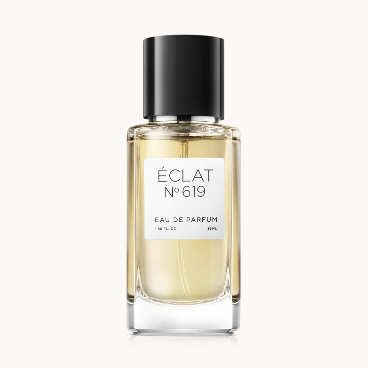 ÉCLAT Spicy Cocoa in un flacone di vetro sfaccettato con tappo nero elegante e un'etichetta minimalista.