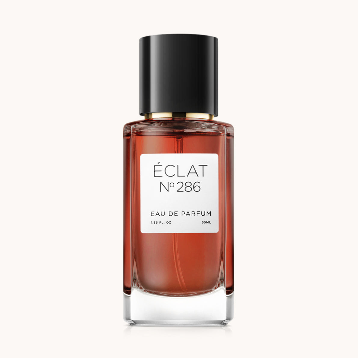Flacone di vetro sfaccettato ÉCLAT Sweet Jasmine Cream con tappo nero ed etichetta bianca.