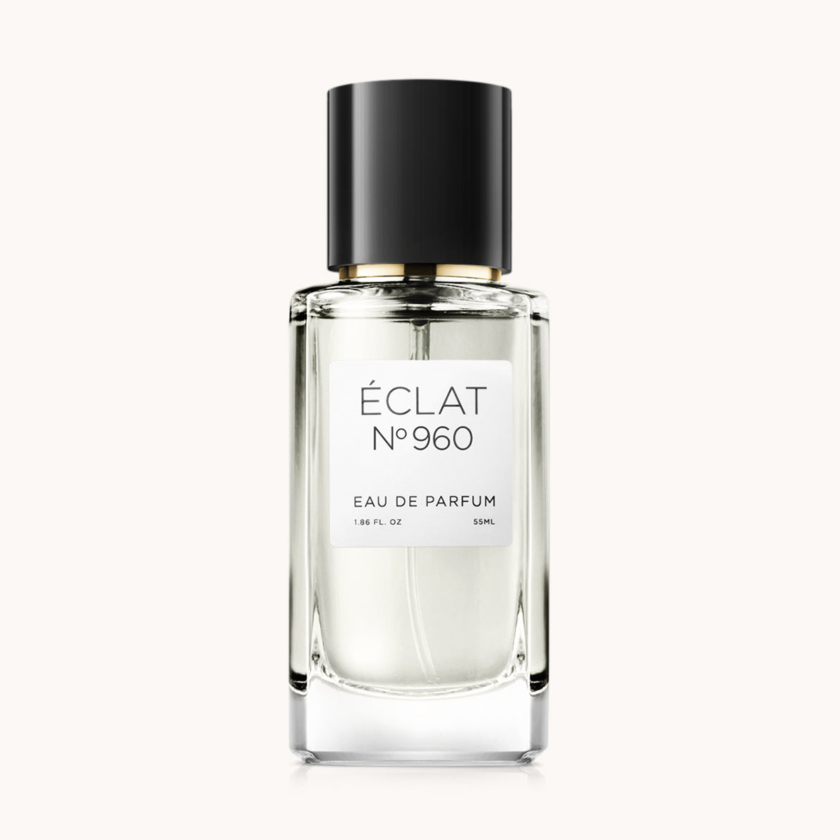 ÉCLAT Fresh Ginger presentato in un flacone di vetro sfaccettato con tappo nero elegante ed etichetta bianca minimalista.