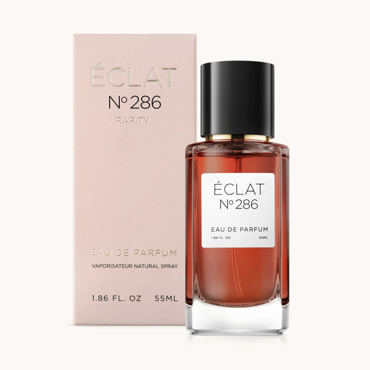 Flacone in vetro sfaccettato di ÉCLAT Sweet Jasmine Cream con tappo nero, accanto a una scatola beige.